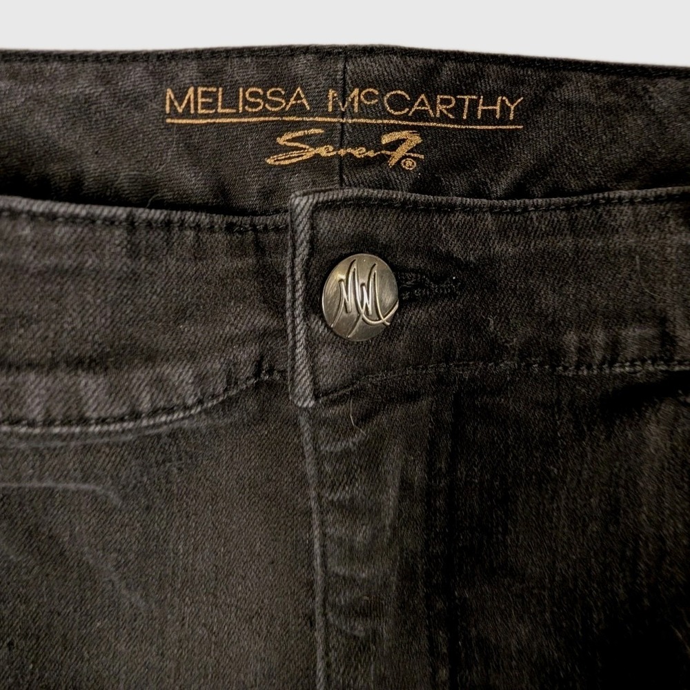 Melissa McCarthy Seven 7 Slim System Short Women Black Denim Stud Moto-22W - Picture 3 of 10